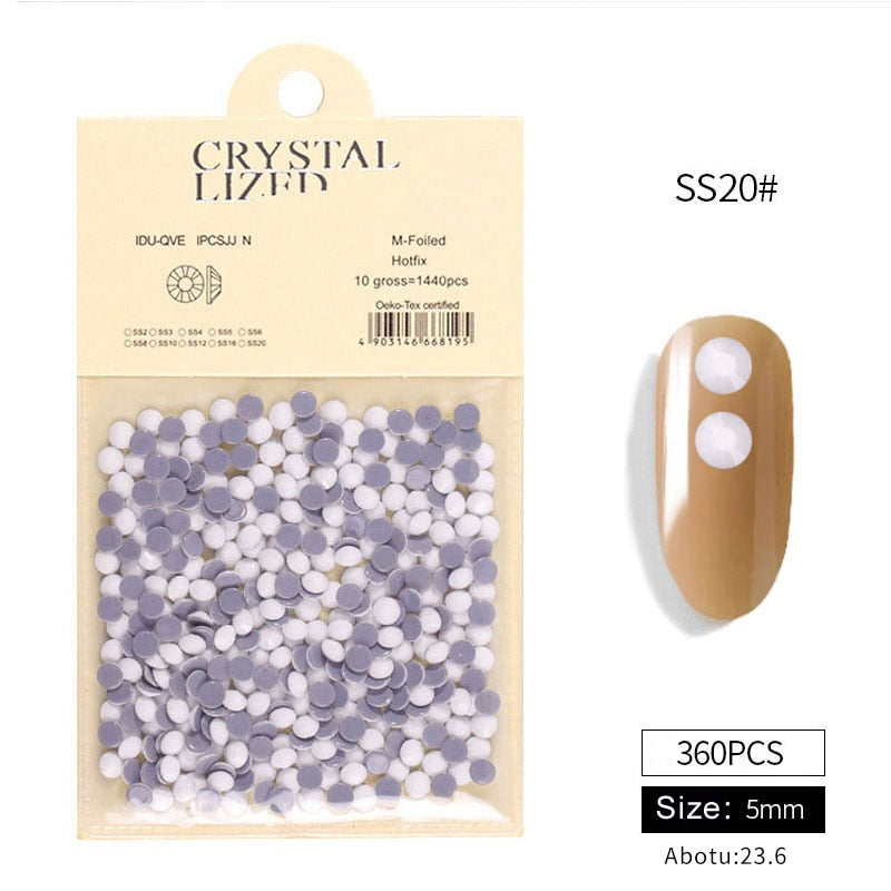 1Pack SS6-SS20 Flatback Crystal Nail Rhinestones 3D White Porcelain Diamond Glass Strass Charm Gems Jewelry Nail Art Decorations