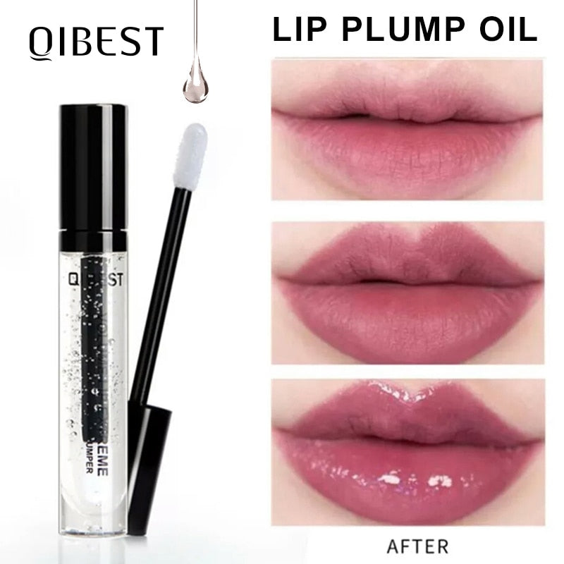 QIBEST Moisturizer Lip Plumper Volume Lip Gloss Long Lasting Sexy Lips Transparent Waterproof Cosmetic Clear Lip Gloss Makeup