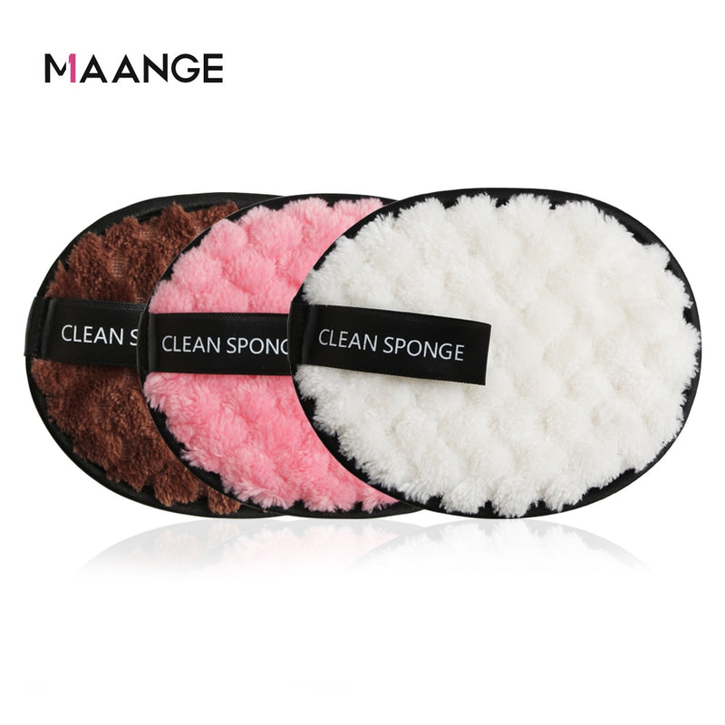 MAANGE Soft Fiber Makeup Remover Puff Facial Wash Puff Double Sided Makeup Sponge Easy to Use Beauty Make Up Remover Tools