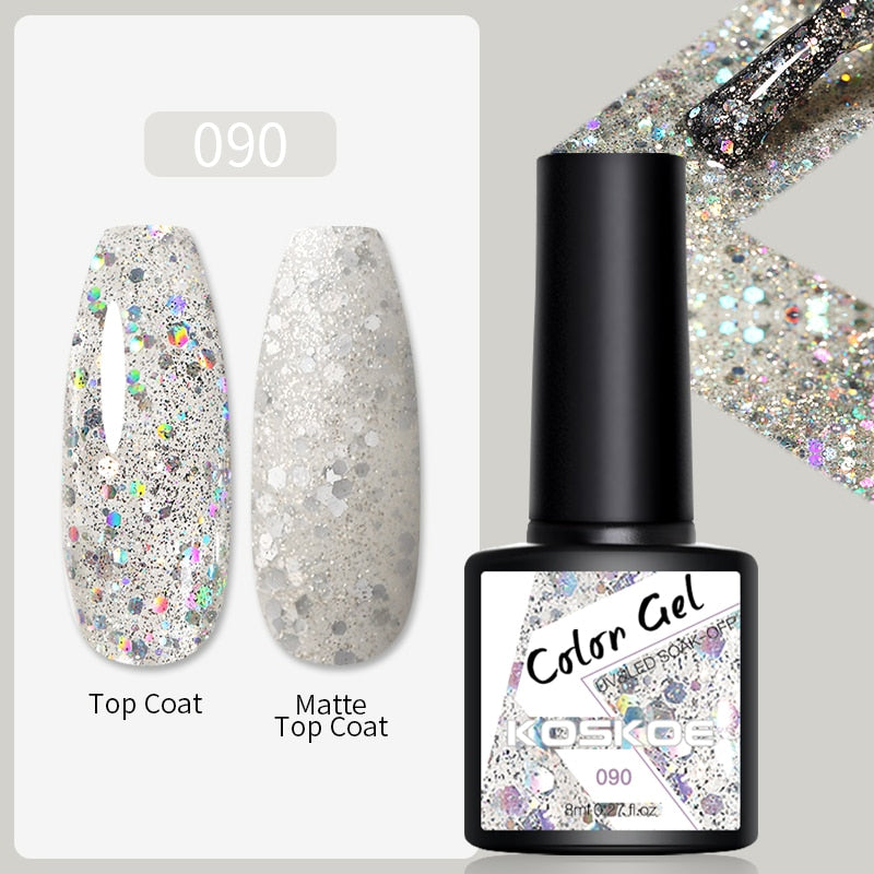 LEMOOC Cat Magnetic Nail Polish Gel Holographic Soak Off UV LED Nail Varnish Lacquers Shiny Glitter Cat Polishes Black Base Need