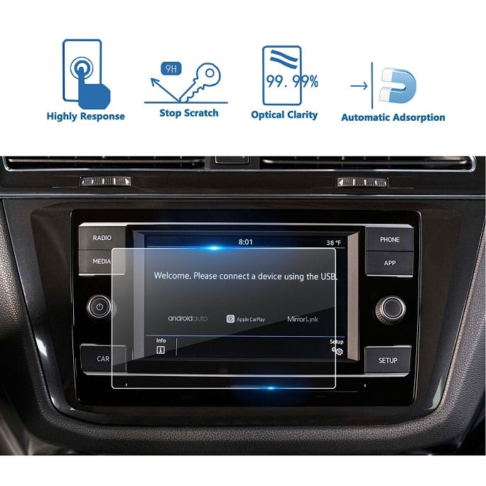 LFOTPP Car Multimedia Screen Protector For Tiguan II GTE 8Inch 2018 Navigation Touchscreen Auto Interior Protective Sticker