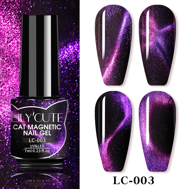 LEMOOC Cat Magnetic Nail Polish Gel Holographic Soak Off UV LED Nail Varnish Lacquers Shiny Glitter Cat Polishes Black Base Need