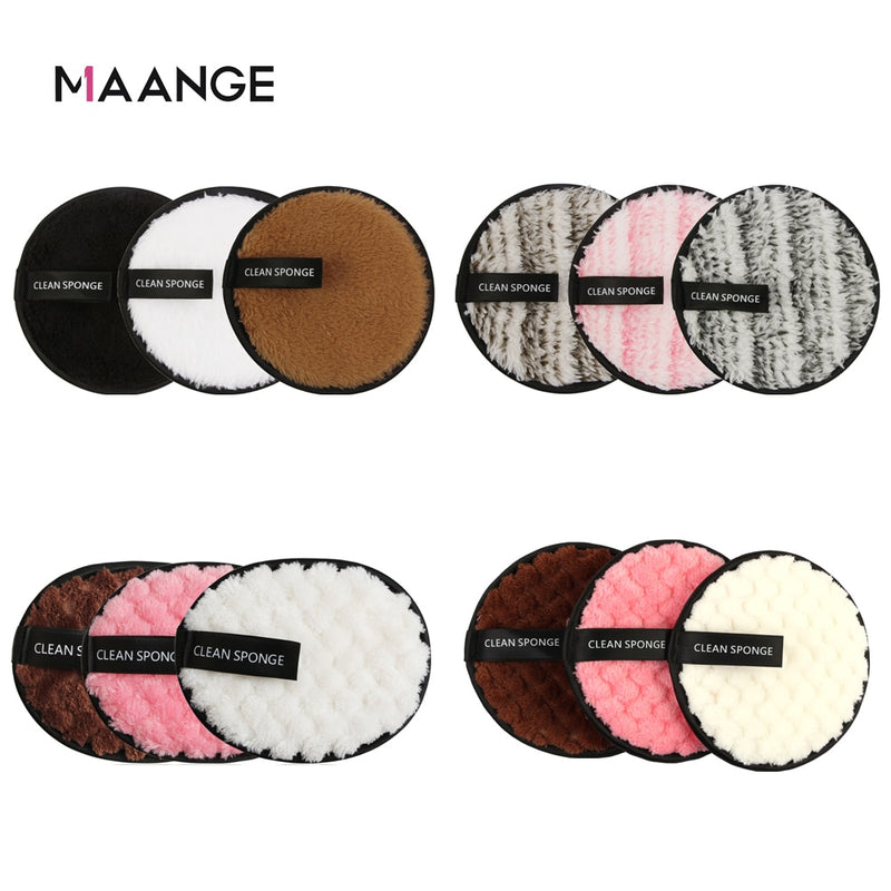 MAANGE Soft Fiber Makeup Remover Puff Facial Wash Puff Double Sided Makeup Sponge Easy to Use Beauty Make Up Remover Tools