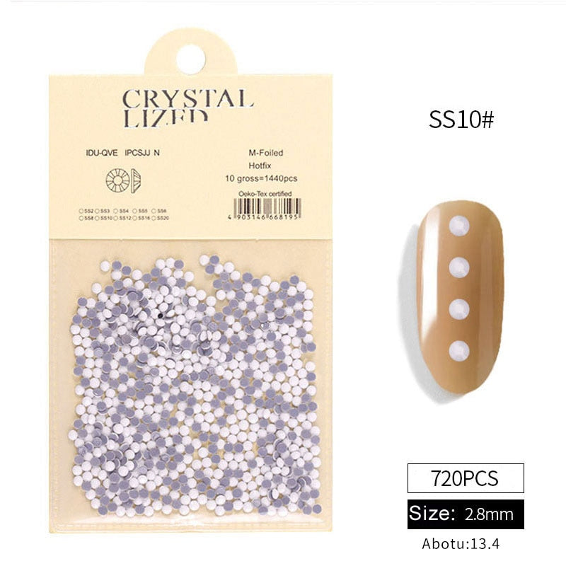 1Pack SS6-SS20 Flatback Crystal Nail Rhinestones 3D White Porcelain Diamond Glass Strass Charm Gems Jewelry Nail Art Decorations