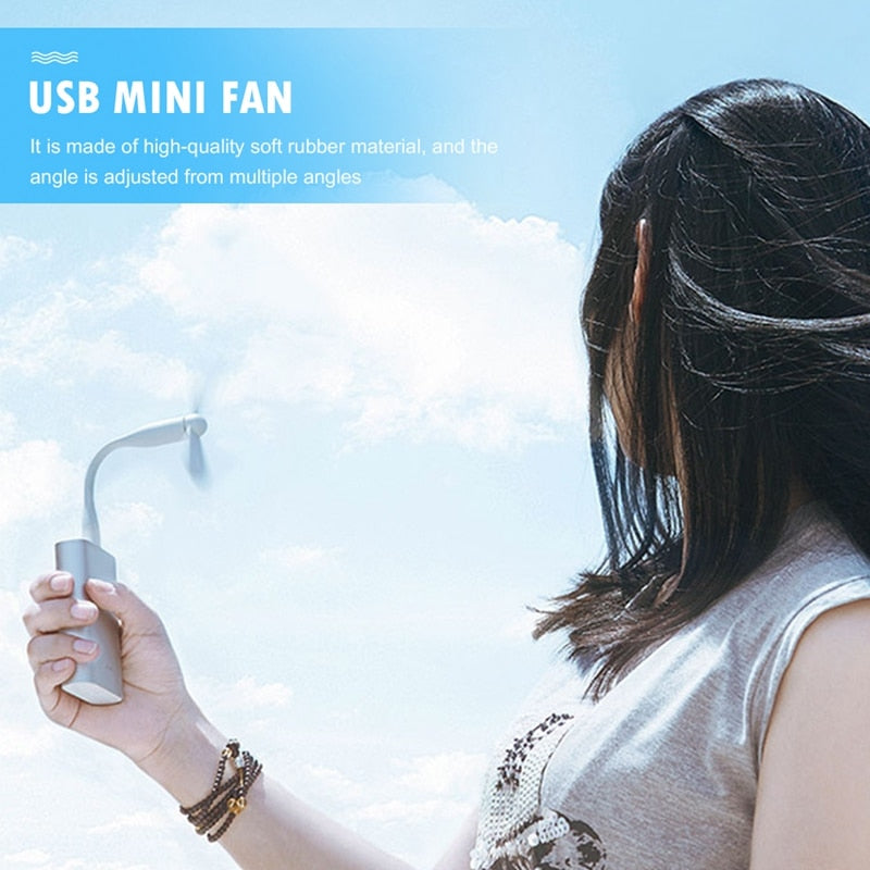 Mini USB Fan Flexible Bendable Cooling Portable Fan and USB LED Light Lamp For Power Bank &amp; Notebook &amp; Computer Summer Gadget