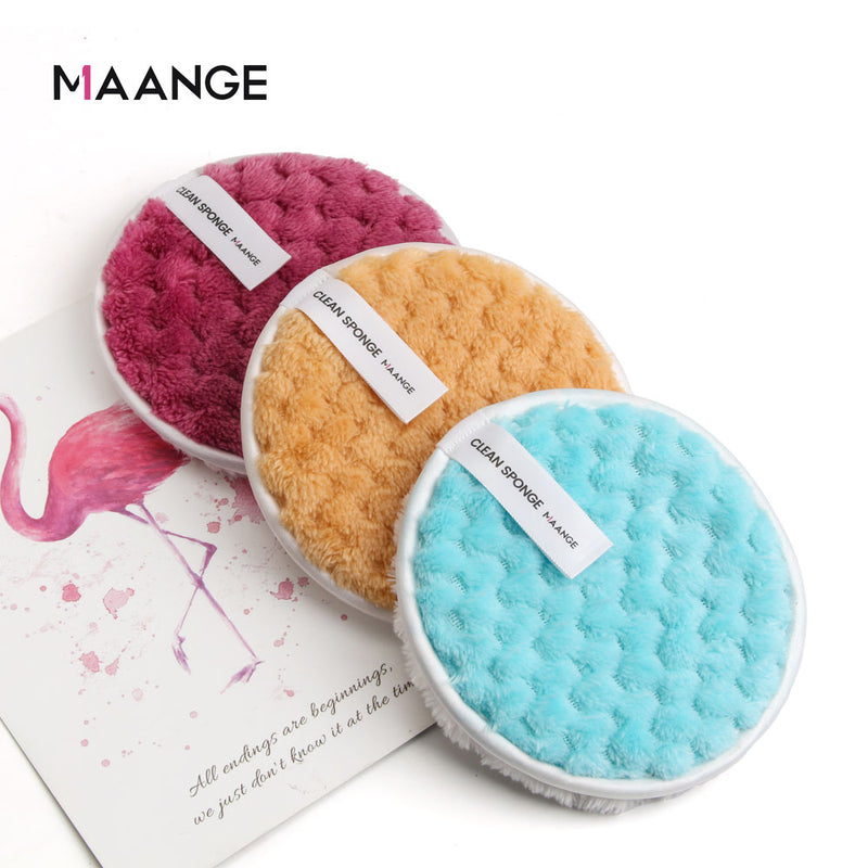 MAANGE Soft Fiber Makeup Remover Puff Facial Wash Puff Double Sided Makeup Sponge Easy to Use Beauty Make Up Remover Tools