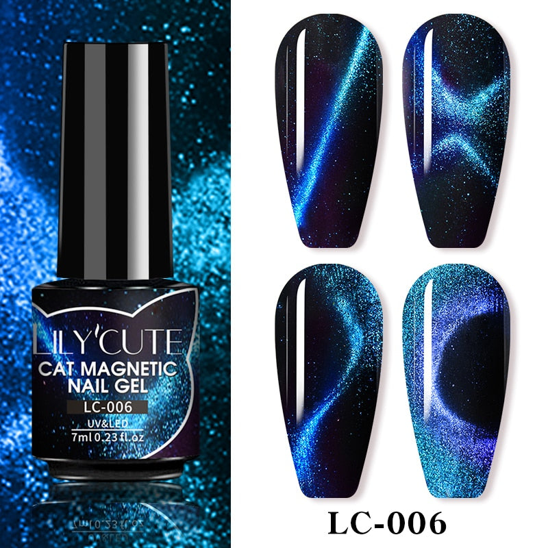 LEMOOC Cat Magnetic Nail Polish Gel Holographic Soak Off UV LED Nail Varnish Lacquers Shiny Glitter Cat Polishes Black Base Need