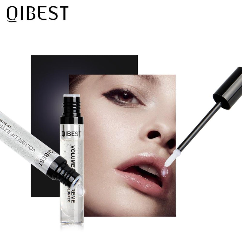 QIBEST Moisturizer Lip Plumper Volume Lip Gloss Long Lasting Sexy Lips Transparent Waterproof Cosmetic Clear Lip Gloss Makeup