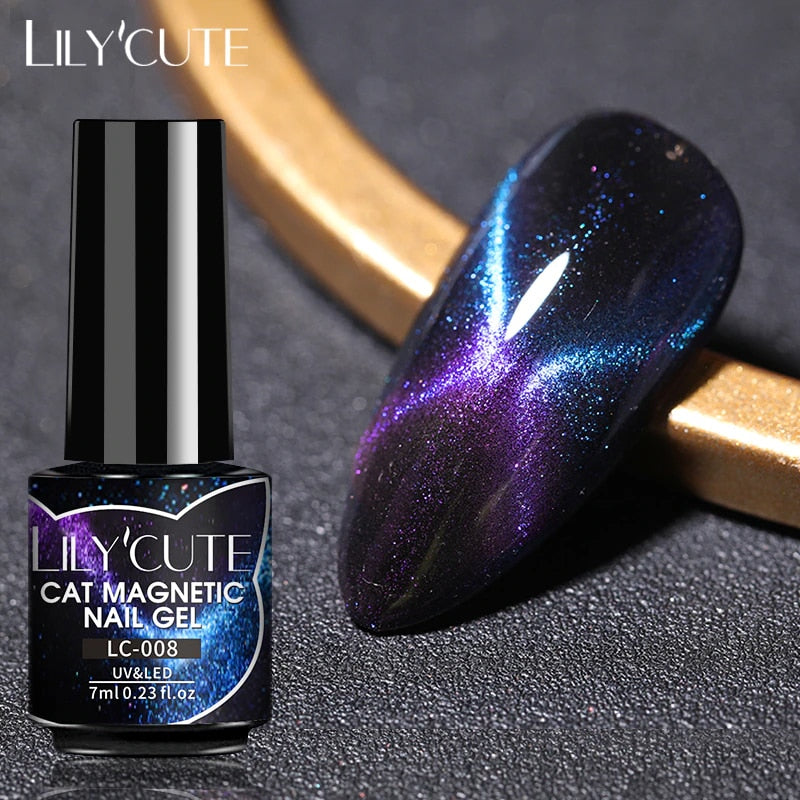 LEMOOC Cat Magnetic Nail Polish Gel Holographic Soak Off UV LED Nail Varnish Lacquers Shiny Glitter Cat Polishes Black Base Need