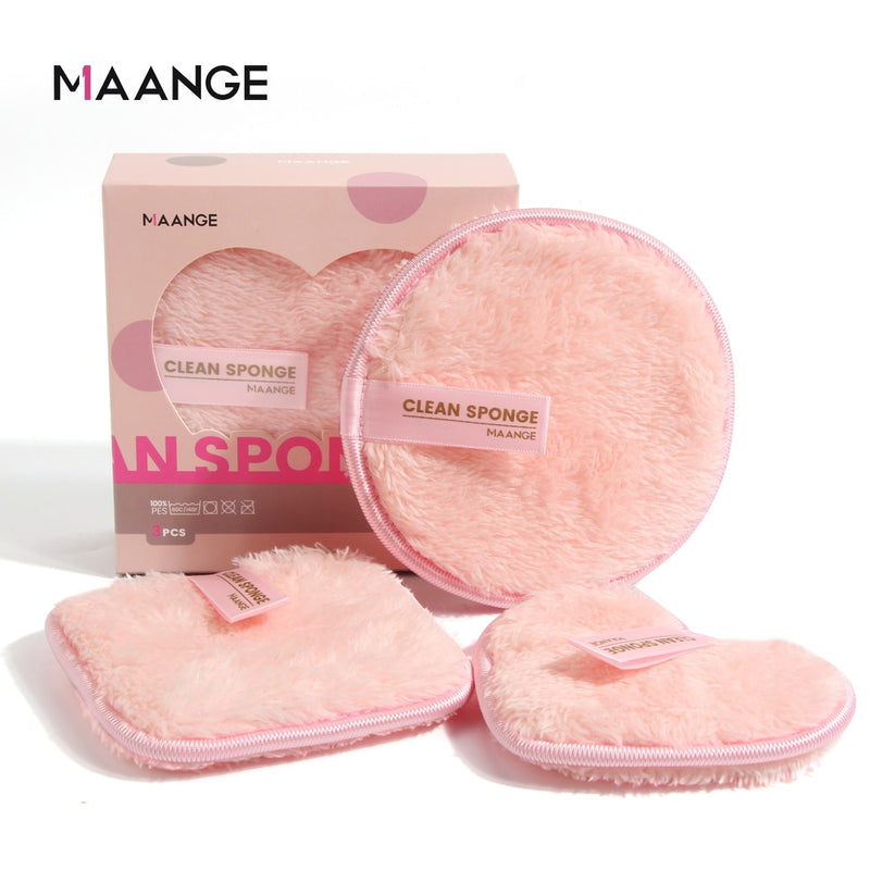 MAANGE Soft Fiber Makeup Remover Puff Facial Wash Puff Double Sided Makeup Sponge Easy to Use Beauty Make Up Remover Tools