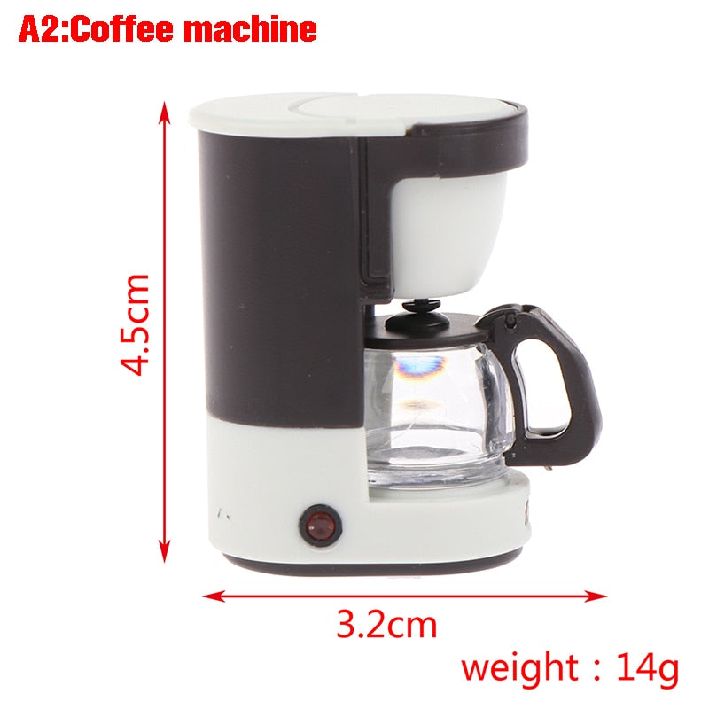 1:12 Dollhouse Coffee Maker Coffee Cup Coffee Pot Pancake Simulation Kitchen Furniture Doll House Miniature Accessories