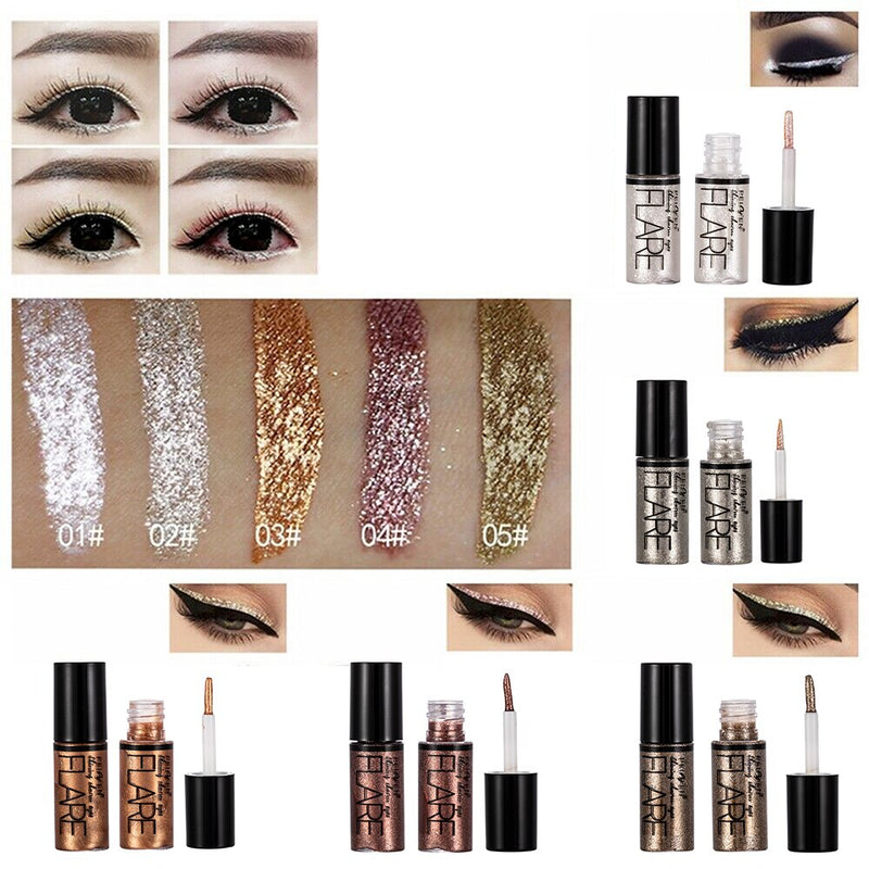 Portable 3.5g Glitter Sequins Liquid Eyeliner Shimmer Waterproof Sweat-proof Eye Makeup Metallic Shiny Smoky Eyes Eyeshadow 2021