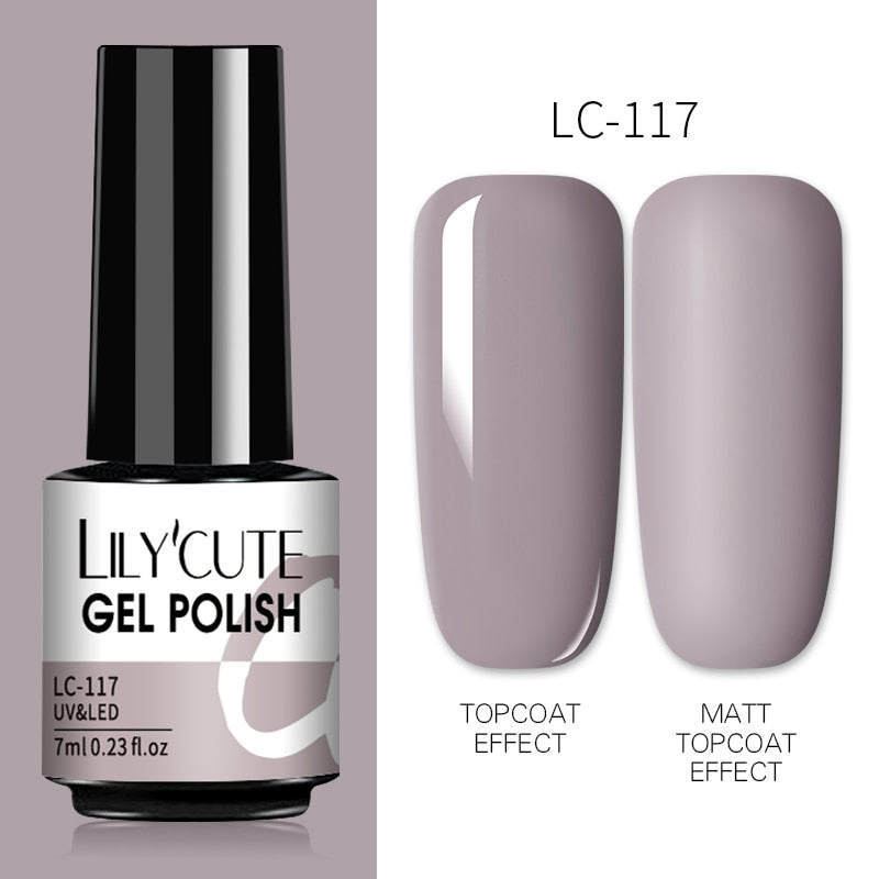 LILYCUTE 7ml Nude Gel Nail Polish Vernis Semi Permanent LED UV Gel Hybrid For Base Top Coat Soak Off UV LED DIY Nail Art Gel