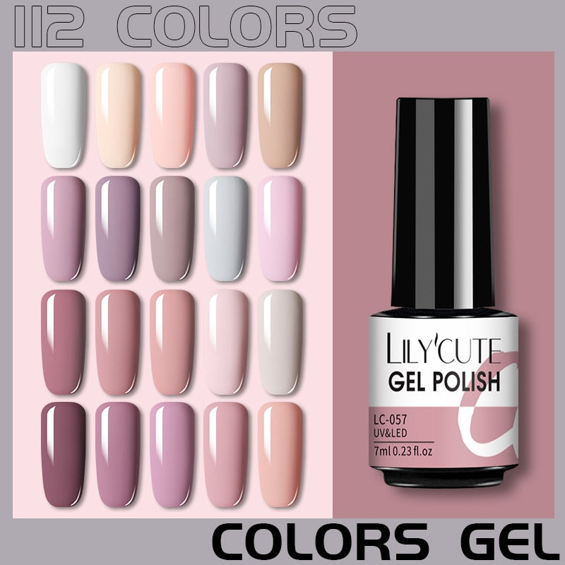 LILYCUTE 7ml Nude Gel Nail Polish Vernis Semi Permanent LED UV Gel Hybrid For Base Top Coat Soak Off UV LED DIY Nail Art Gel