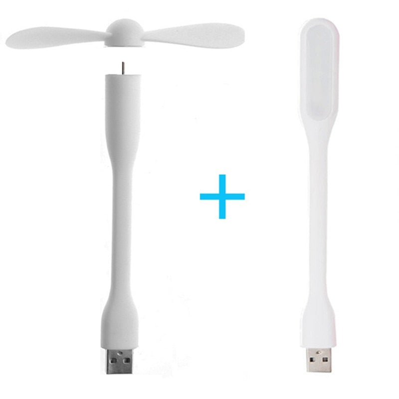 Mini USB Fan Flexible Bendable Cooling Portable Fan and USB LED Light Lamp For Power Bank &amp; Notebook &amp; Computer Summer Gadget