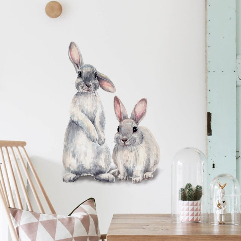 Two Cute Rabbits Wall Sticker Children&