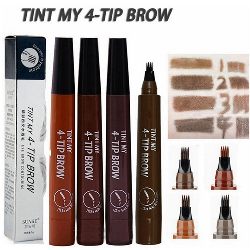 3D 5 color waterproof natural eyebrow pencil four-claw liquid eyebrow pencil professional long-lasting eye makeup eyebrow pen