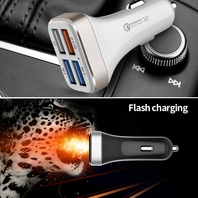 QC3.0 Car Cigarette Lighter Charger 4 USB Car Socket Adapter Phone Charging Cars Splitter Universal Auto Electronics Accessories