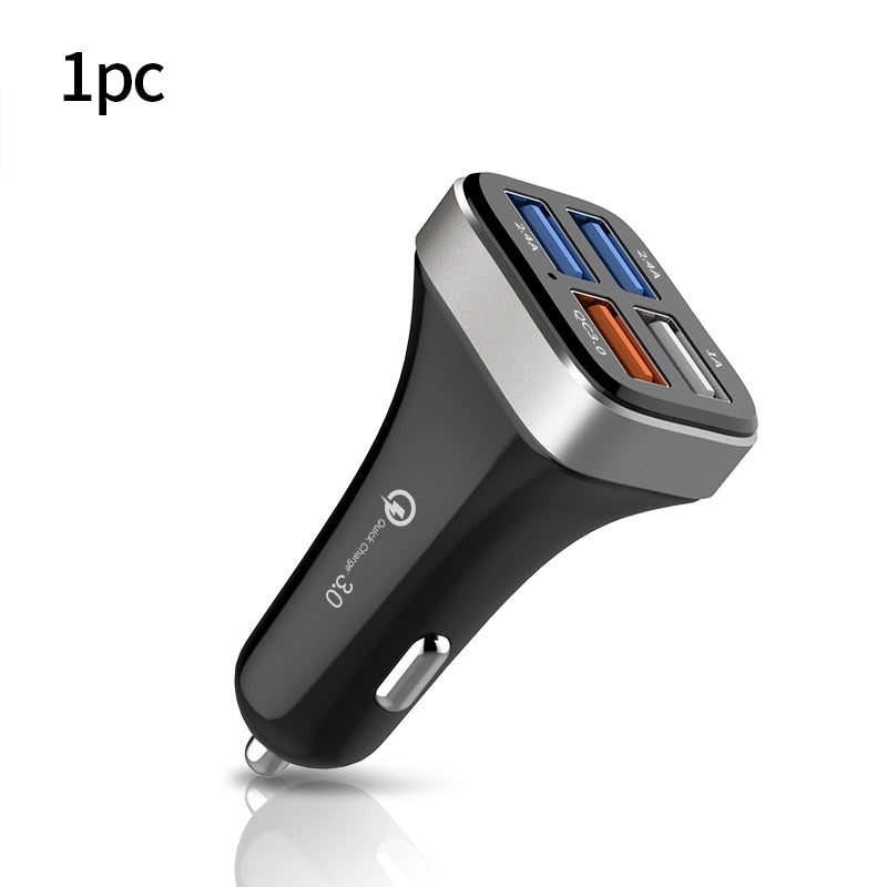 QC3.0 Car Cigarette Lighter Charger 4 USB Car Socket Adapter Phone Charging Cars Splitter Universal Auto Electronics Accessories