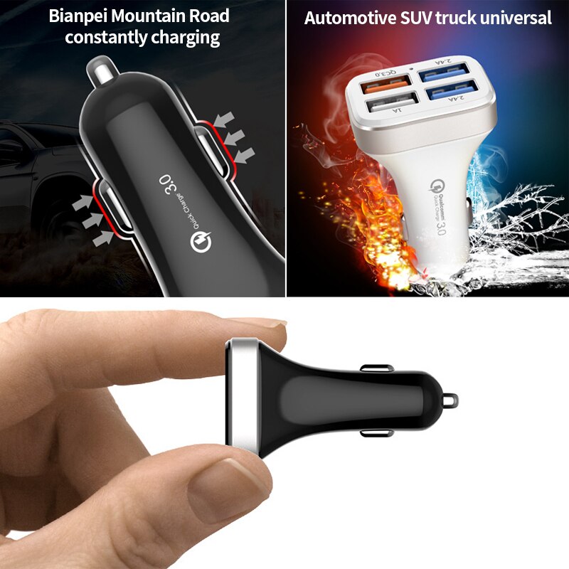 QC3.0 Car Cigarette Lighter Charger 4 USB Car Socket Adapter Phone Charging Cars Splitter Universal Auto Electronics Accessories