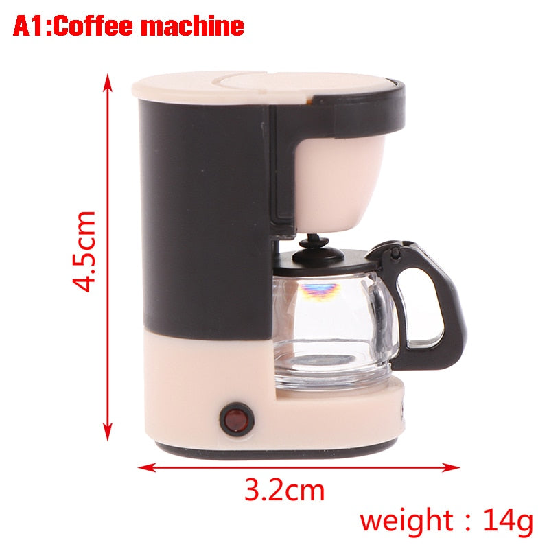 1:12 Dollhouse Coffee Maker Coffee Cup Coffee Pot Pancake Simulation Kitchen Furniture Doll House Miniature Accessories