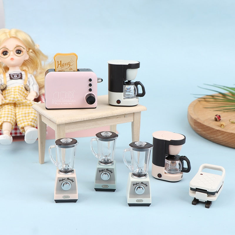 1:12 Dollhouse Coffee Maker Coffee Cup Coffee Pot Pancake Simulation Kitchen Furniture Doll House Miniature Accessories