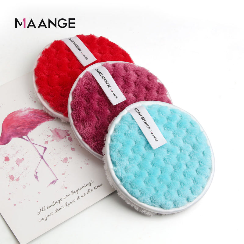 MAANGE Soft Fiber Makeup Remover Puff Facial Wash Puff Double Sided Makeup Sponge Easy to Use Beauty Make Up Remover Tools