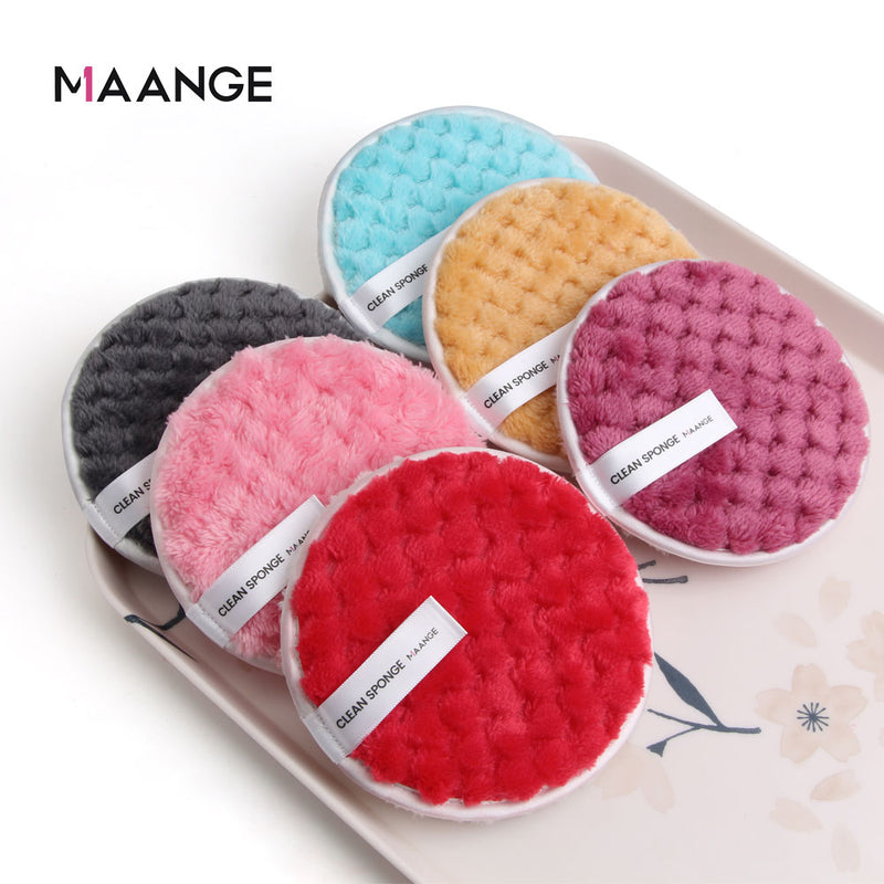 MAANGE Soft Fiber Makeup Remover Puff Facial Wash Puff Double Sided Makeup Sponge Easy to Use Beauty Make Up Remover Tools