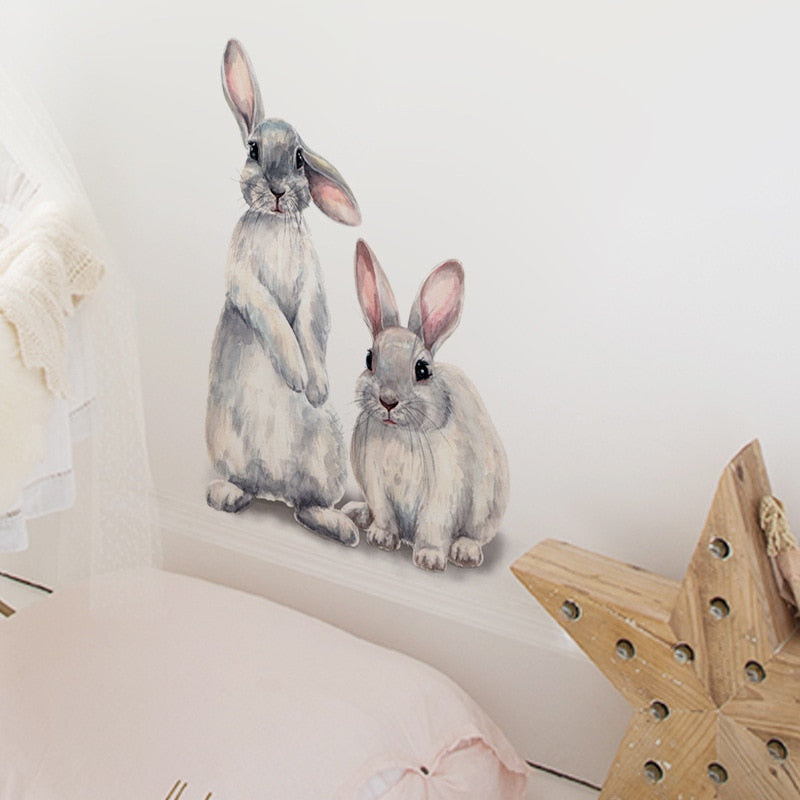 Two Cute Rabbits Wall Sticker Children&