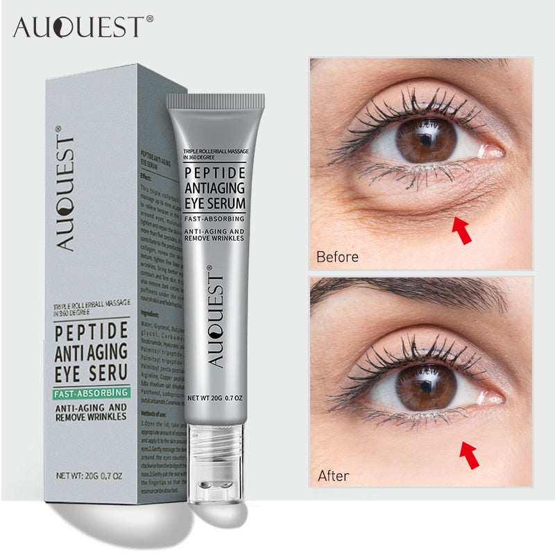 AUQUEST Anti Dark Circle Eye Cream Skin Care Peptide Eye Bags Anti Wrinkle Hyaluronic Acid Cream Roller Massager Beauty Health