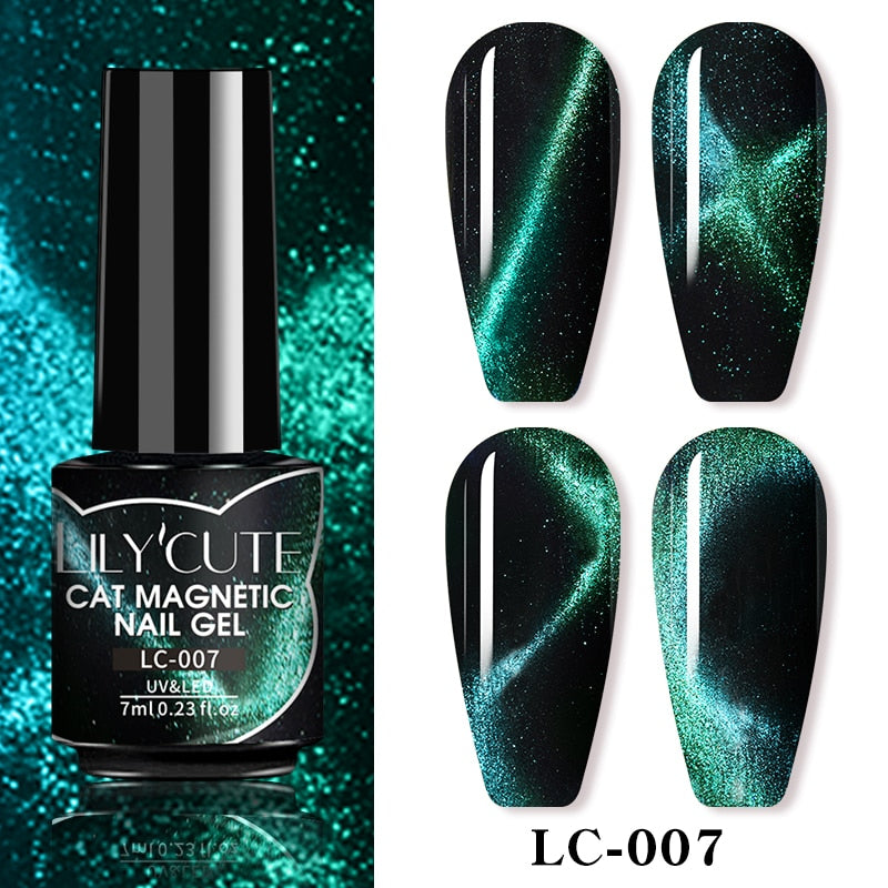 LEMOOC Cat Magnetic Nail Polish Gel Holographic Soak Off UV LED Nail Varnish Lacquers Shiny Glitter Cat Polishes Black Base Need