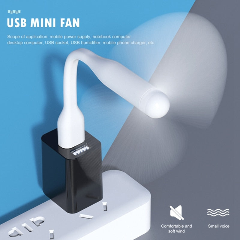 Mini USB Fan Flexible Bendable Cooling Portable Fan and USB LED Light Lamp For Power Bank &amp; Notebook &amp; Computer Summer Gadget