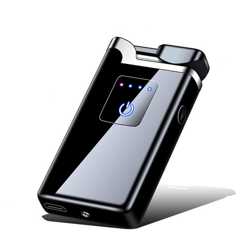 New Double Arc Lighter Windproof Flameless USB Plasma Lighter With LED Power Display Smoking Men&