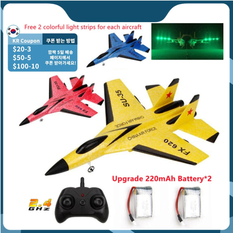 FX-620 SU-35 RC Remote Control Airplane 2.4G Remote Control Fighter Hobby Plane Glider Airplane EPP Foam Toys RC Plane Kids Gift