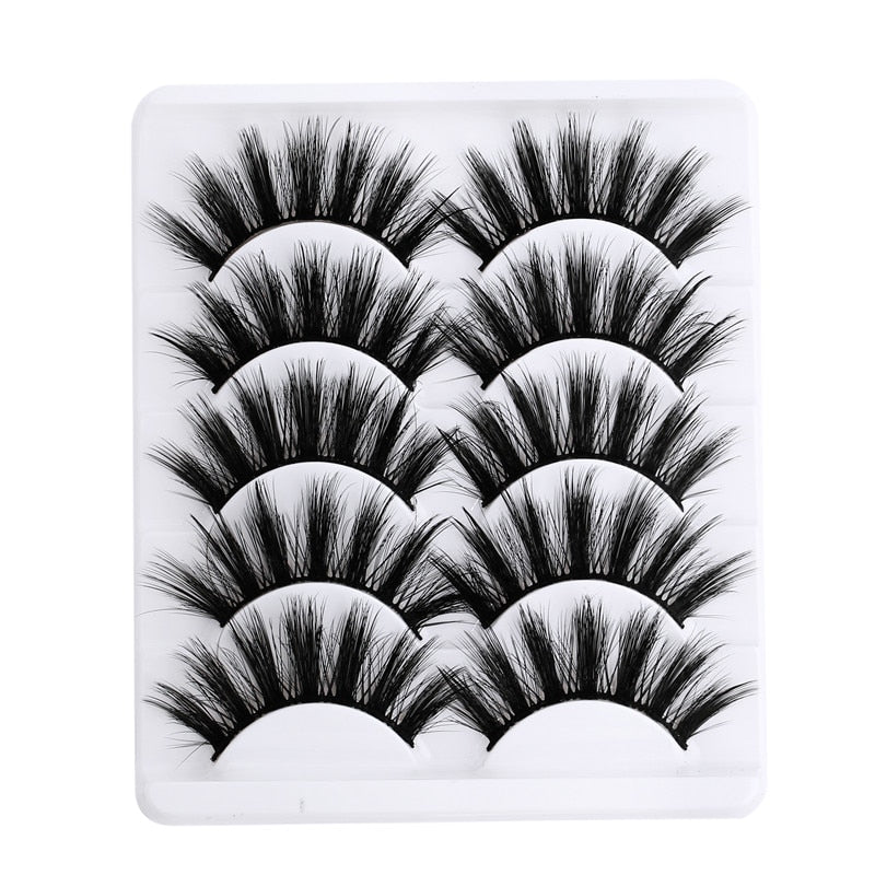 5 Pairs 5D Mink Eyelashes Natural False Eyelashes Lashes Soft Fake Eyelashes Extension Makeup Wholesale