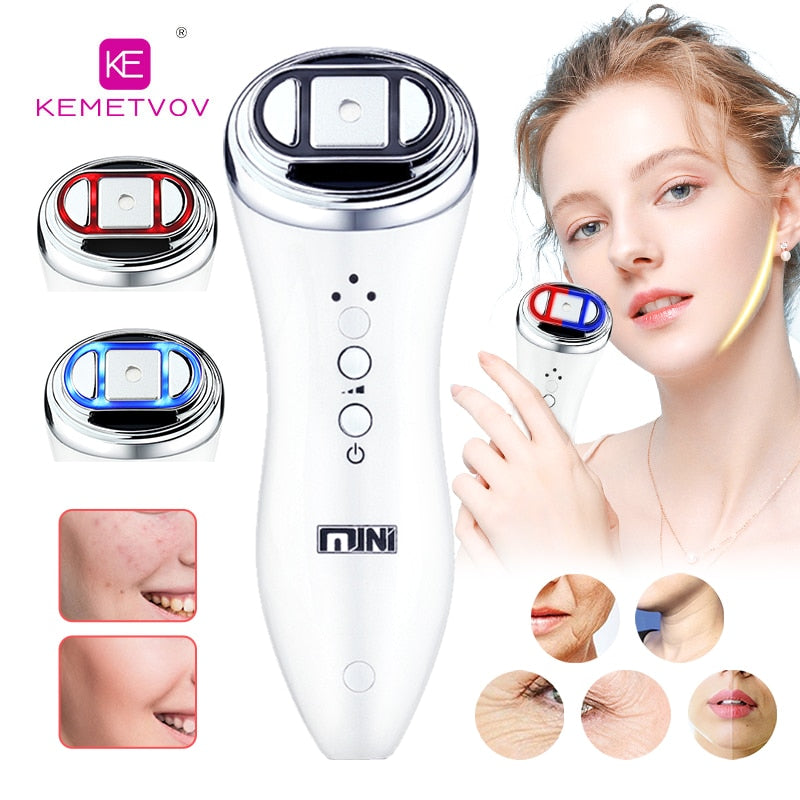 Ultrasonic Bipolar RF Radio Frequency Lifting Face Skin Care Massager Mini Hifu Anti Wrinkle Tightening Device LED Spa Beauty