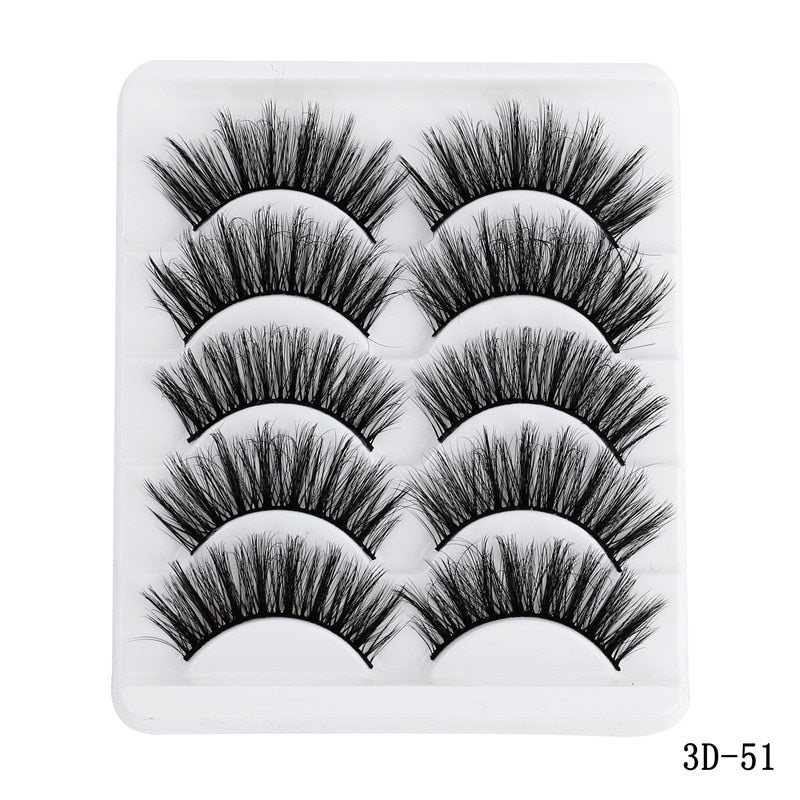 5 Pairs 5D Mink Eyelashes Natural False Eyelashes Lashes Soft Fake Eyelashes Extension Makeup Wholesale