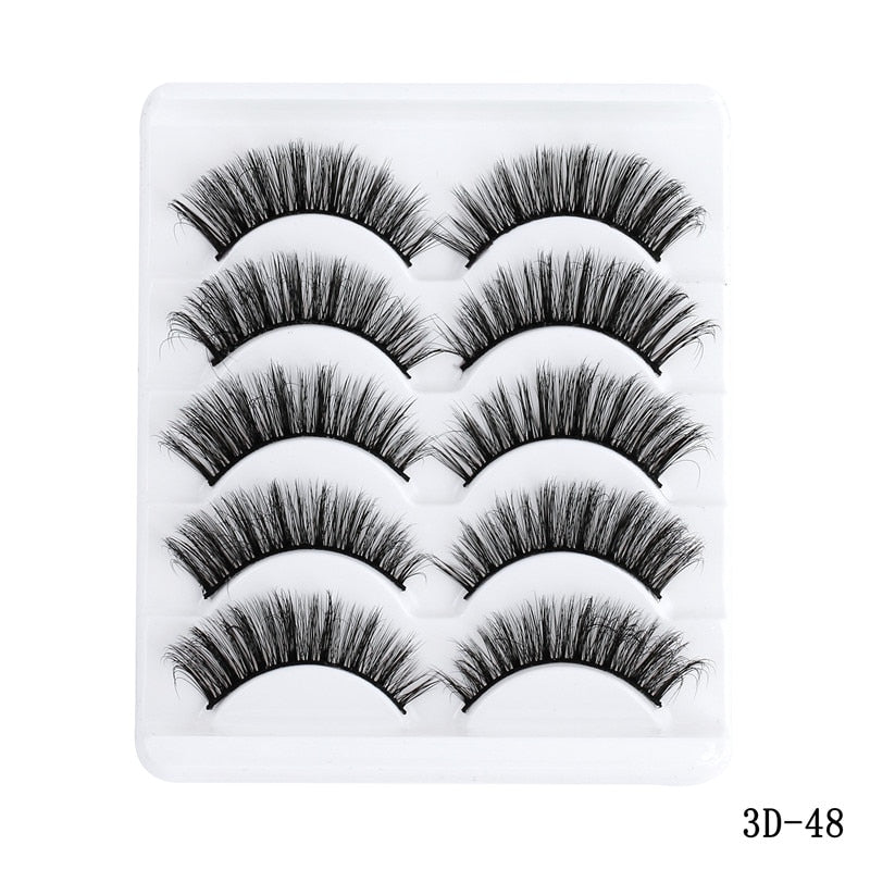 5 Pairs 5D Mink Eyelashes Natural False Eyelashes Lashes Soft Fake Eyelashes Extension Makeup Wholesale