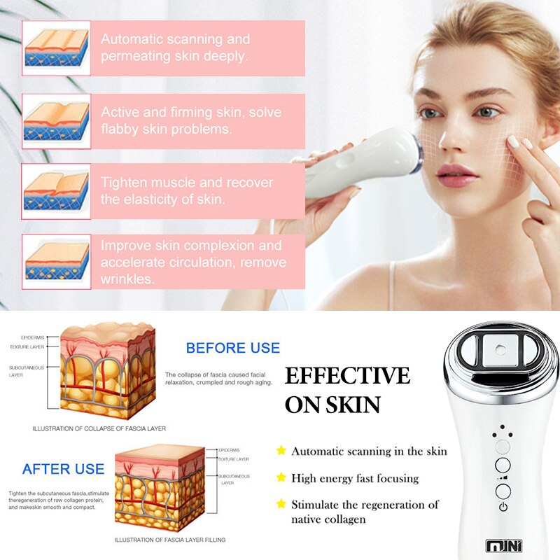 Ultrasonic Bipolar RF Radio Frequency Lifting Face Skin Care Massager Mini Hifu Anti Wrinkle Tightening Device LED Spa Beauty