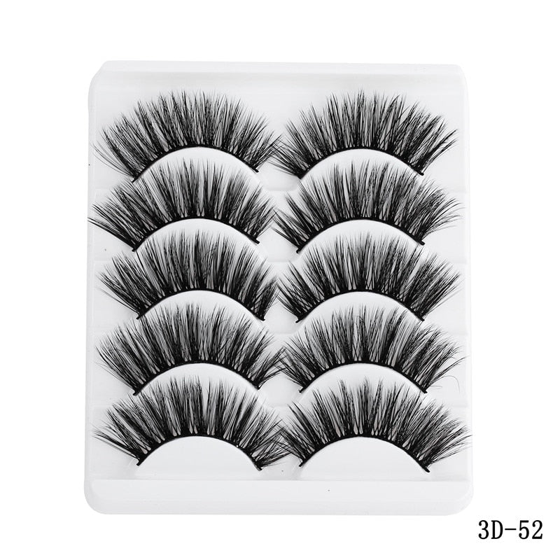 5 Pairs 5D Mink Eyelashes Natural False Eyelashes Lashes Soft Fake Eyelashes Extension Makeup Wholesale