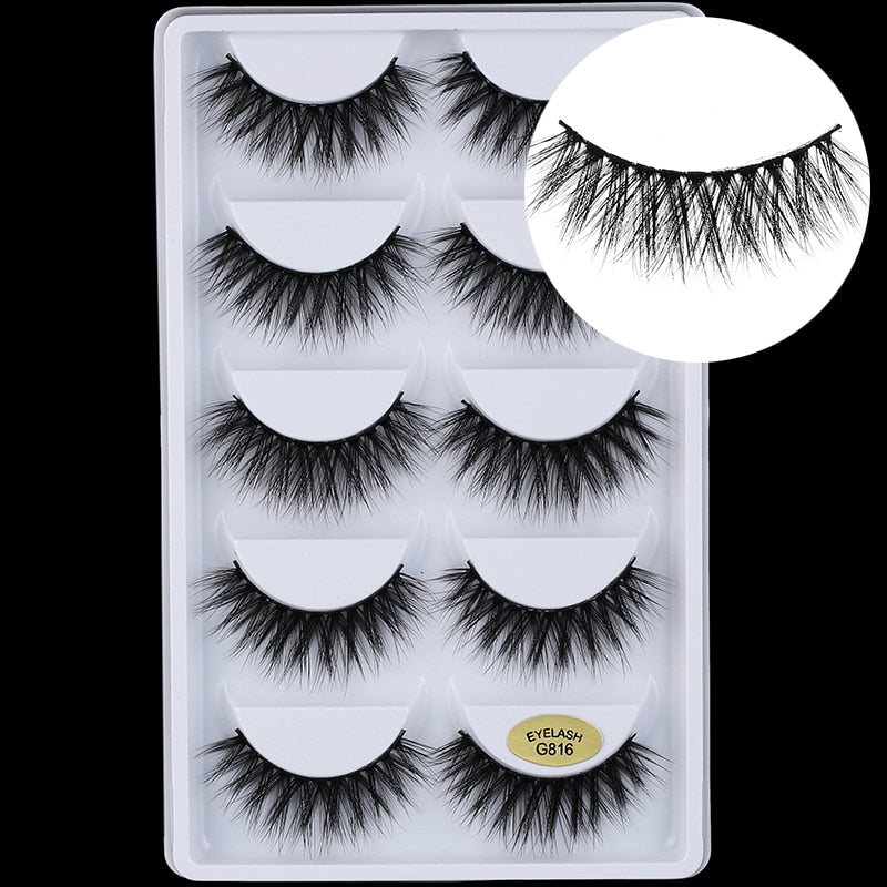 5 Pairs 5D Mink Eyelashes Natural False Eyelashes Lashes Soft Fake Eyelashes Extension Makeup Wholesale