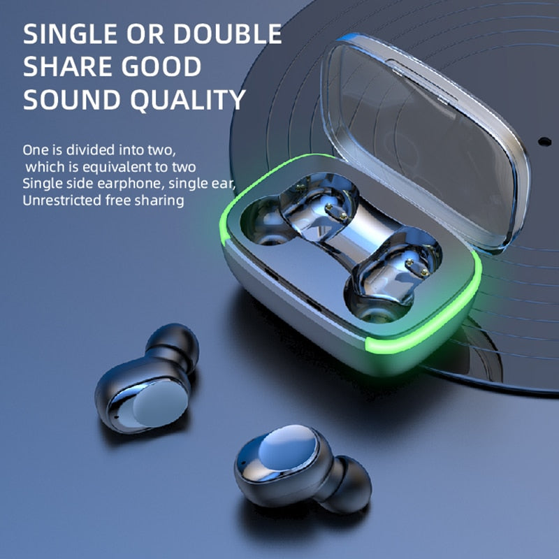 Original TWS Y60 Fone Bluetooth Earphones Wireless Headphones Stereo Bass Music Earbuds Digital Display Touch Control Headset