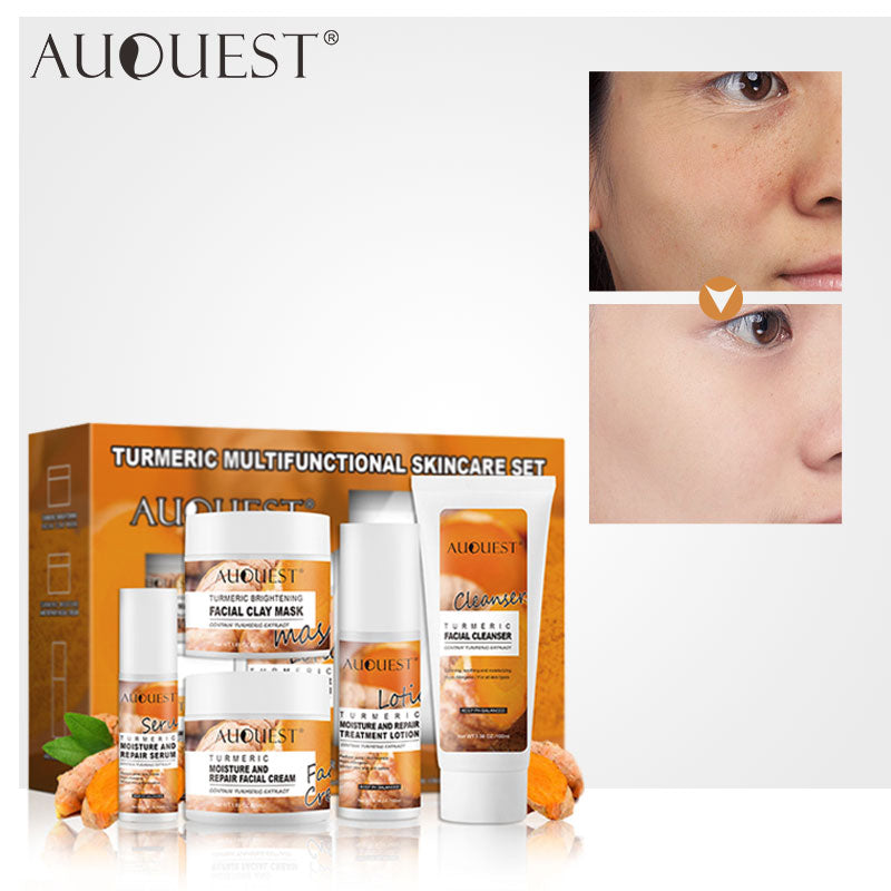 personal care  beauty cosmetic & personal care AUQUEST Turmeric Skin Care Sets Natural Organic Moisturizing Whitening Face Cream Acne Skin Care Cosmetics For Face 5pcs Set