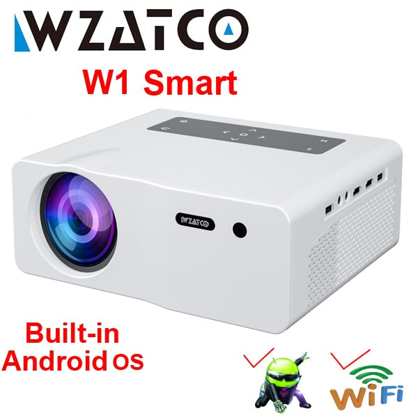 WZATCO W1 1920*1080P 4K LED Projector Smart WIFI Android 9.0 Proyector Home Theater Media Video player 6D Keystone Game Beamer