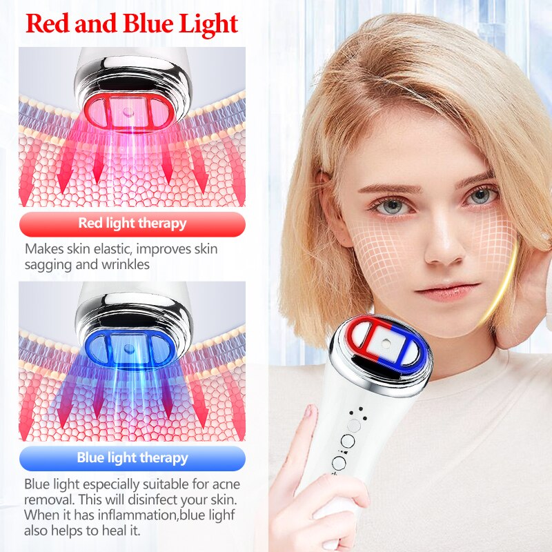 Ultrasonic Bipolar RF Radio Frequency Lifting Face Skin Care Massager Mini Hifu Anti Wrinkle Tightening Device LED Spa Beauty