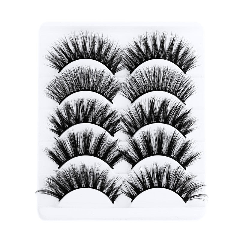 5 Pairs 5D Mink Eyelashes Natural False Eyelashes Lashes Soft Fake Eyelashes Extension Makeup Wholesale