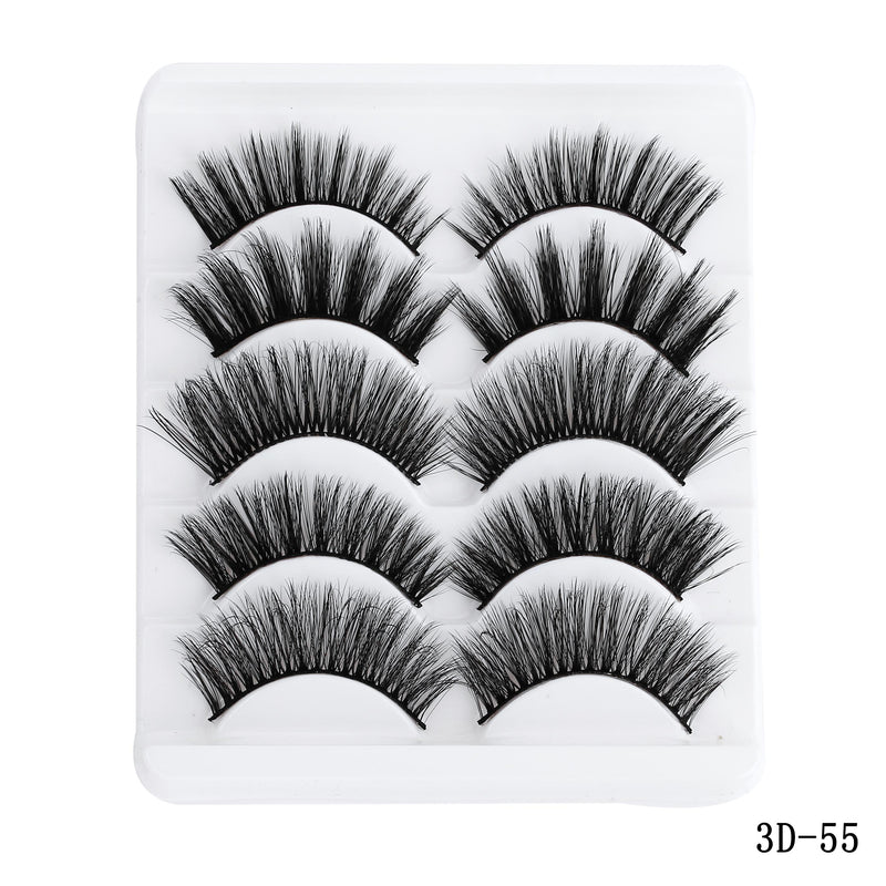 5 Pairs 5D Mink Eyelashes Natural False Eyelashes Lashes Soft Fake Eyelashes Extension Makeup Wholesale