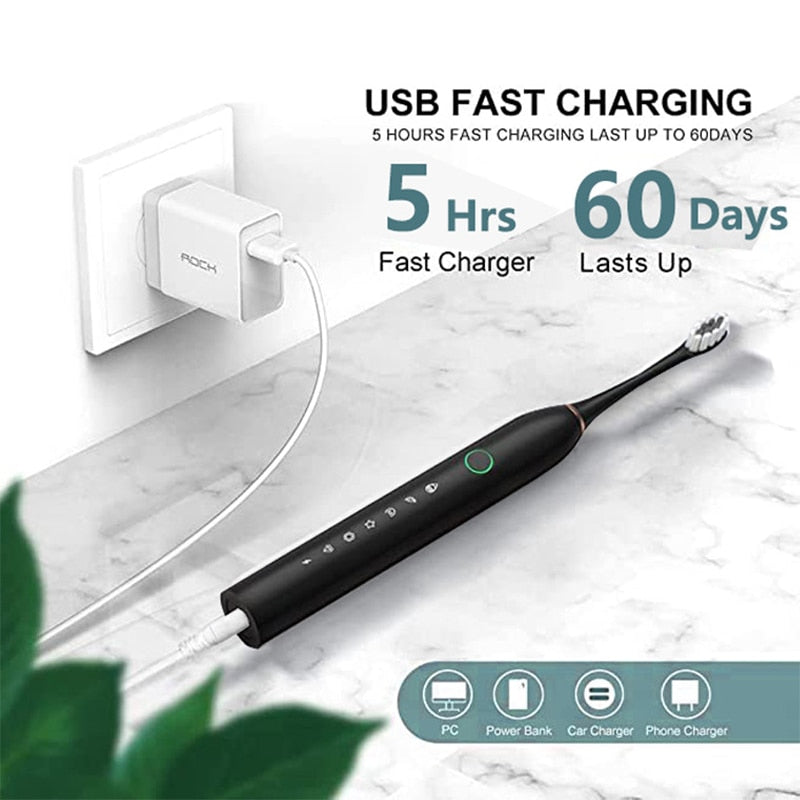 Newest Sonic Electric Toothbrush USB Charger for Adults 6 Modes Smart Timer IPX7 Waterproof Ultrasonic Tooth Brushes Travel Box