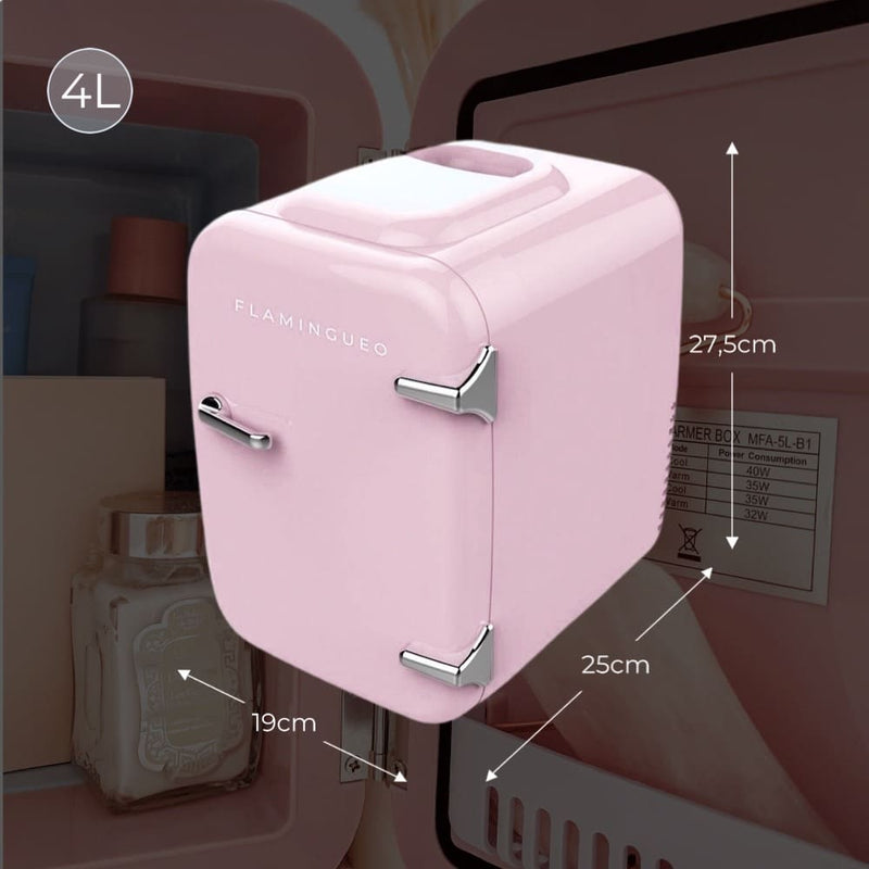 Flamingueo Mini Fridge 4L Makeup Fridge 12V/220V Cooler and Warmer Beauty Fridge Portable Fridge Mini Fridge for Room Cosmetic Fridge Car Mini Fridge Skincare Fridge Pink Mini Fridge