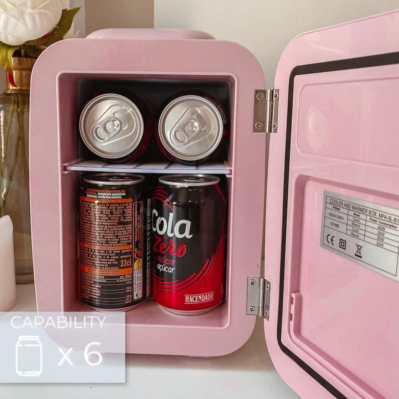 Flamingueo Mini Fridge 4L Makeup Fridge 12V/220V Cooler and Warmer Beauty Fridge Portable Fridge Mini Fridge for Room Cosmetic Fridge Car Mini Fridge Skincare Fridge Pink Mini Fridge